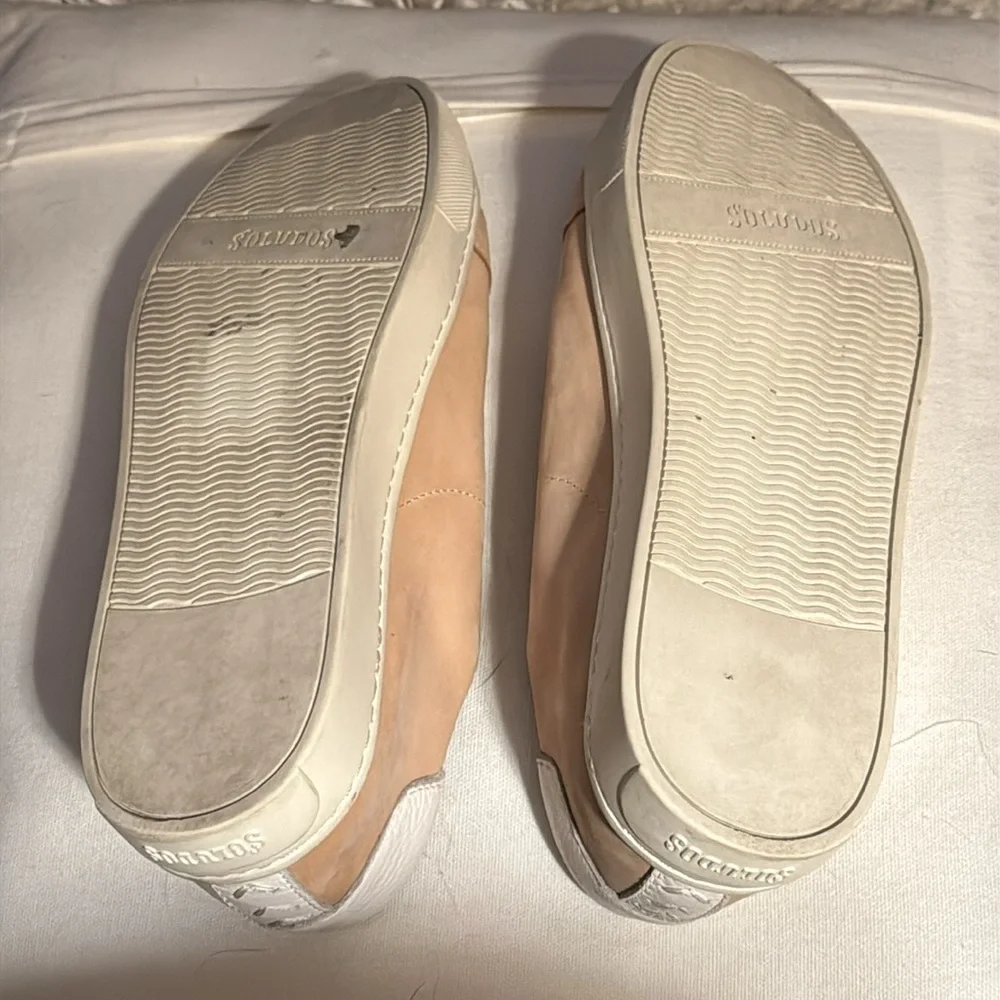 Soludos The Ibiza classic sneaker leather‎ Women's champagne white Sneakers 9.5